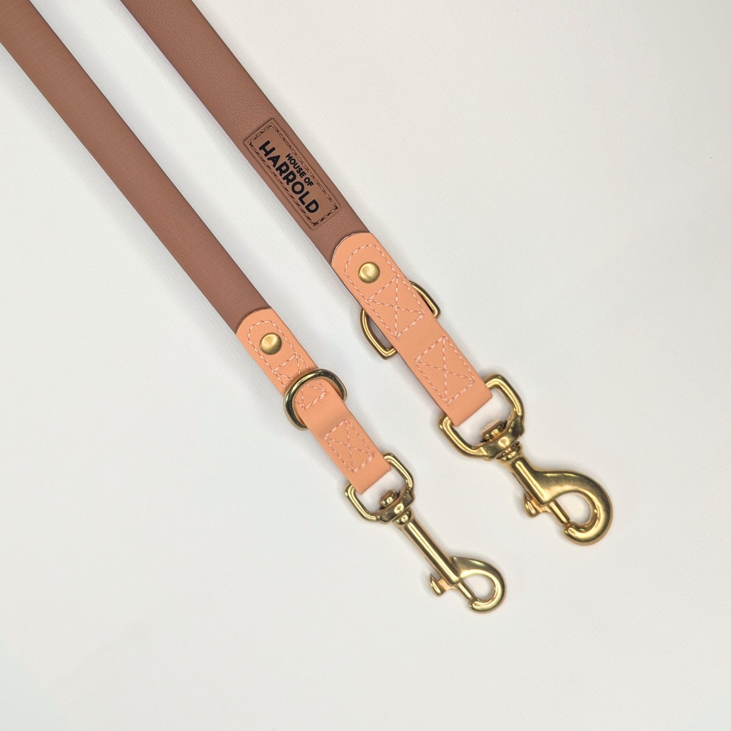 BayBond Adjustable Multi-Way Leash - Brown with brass hardware, high quality material, and anti-pull tech by House of Harrold