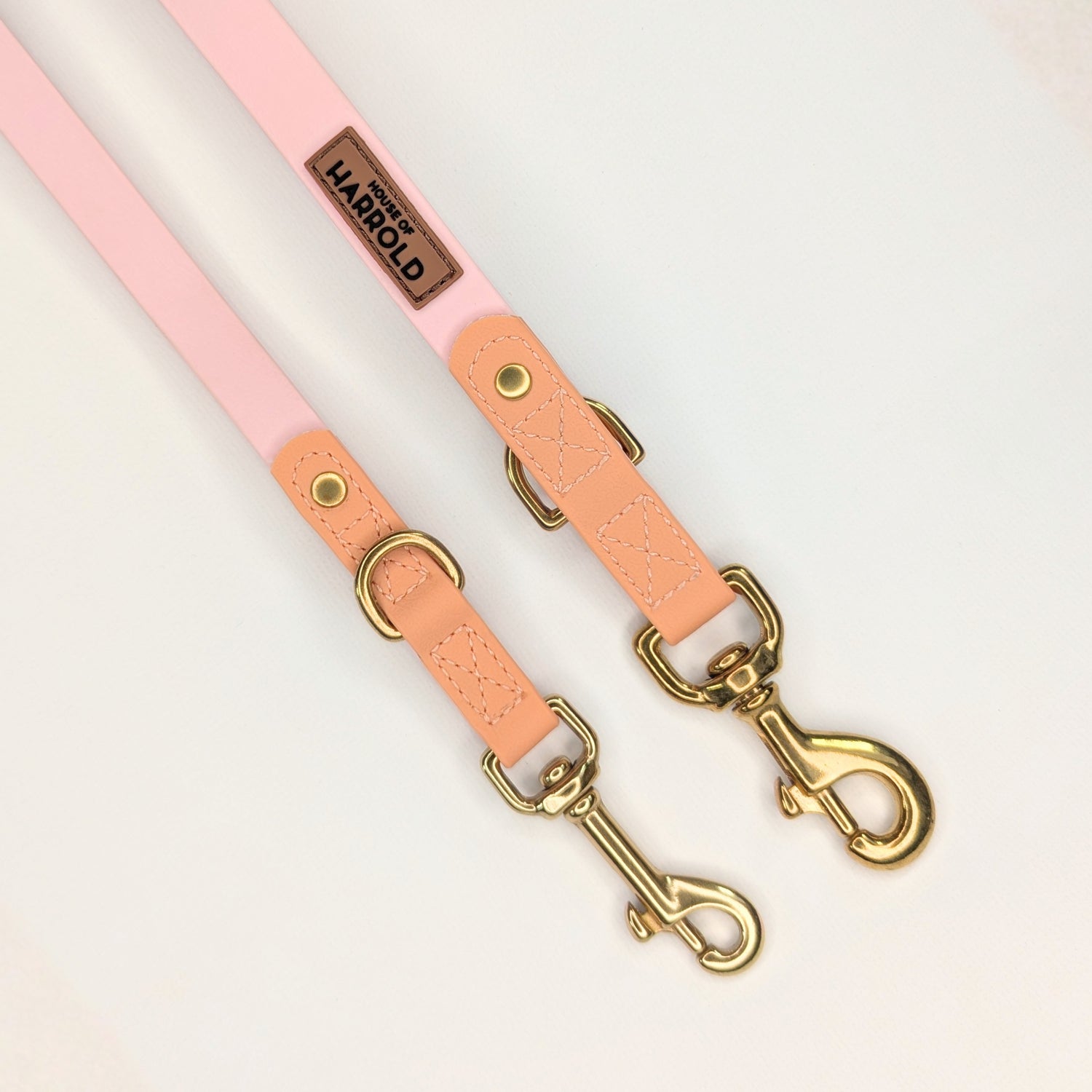 BayBond Adjustable Multi-Way Leash - Pink with brass fittings, superior material, and anti-pull design by House of Harrold