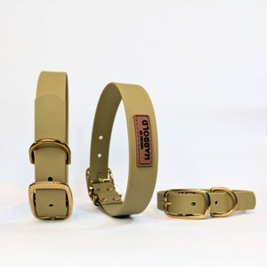 BayBond Collar Waterproof - Green in gallery position 1 with brass hardware, high-quality textured vegan PVC, anti-pull design by House of Harrold