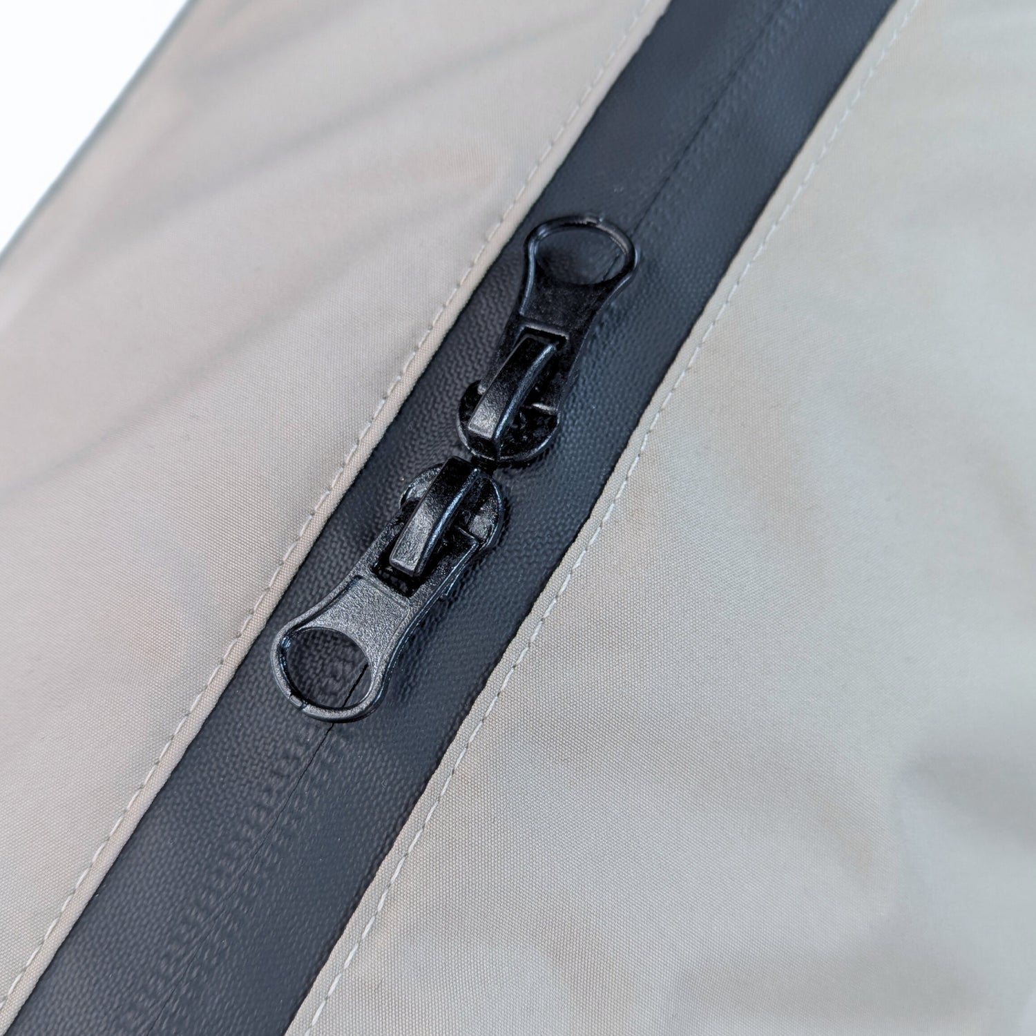 CapeLite Raincoat - Beige with waterproof zipper, high quality material, brass hardware, by House of Harrold for spirited dogs