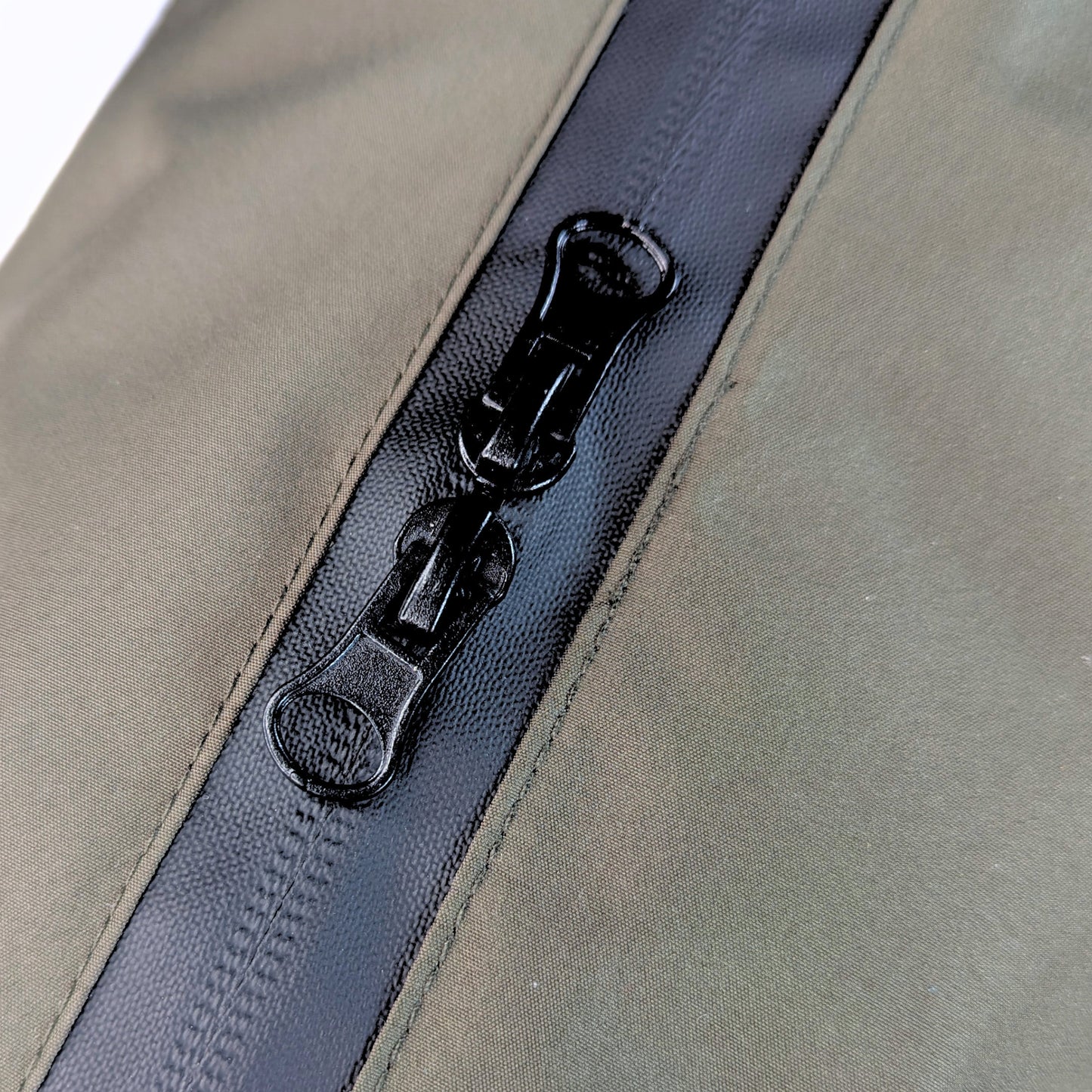 CapeLite Raincoat - Khaki with waterproof zipper detail, durable fabric, designed by House of Harrold for active dogs