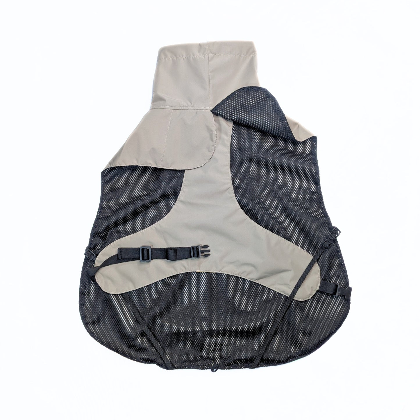 CapeLite Raincoat - Beige with breathable mesh, brass hardware, adjustable straps by House of Harrold for spirited dogs