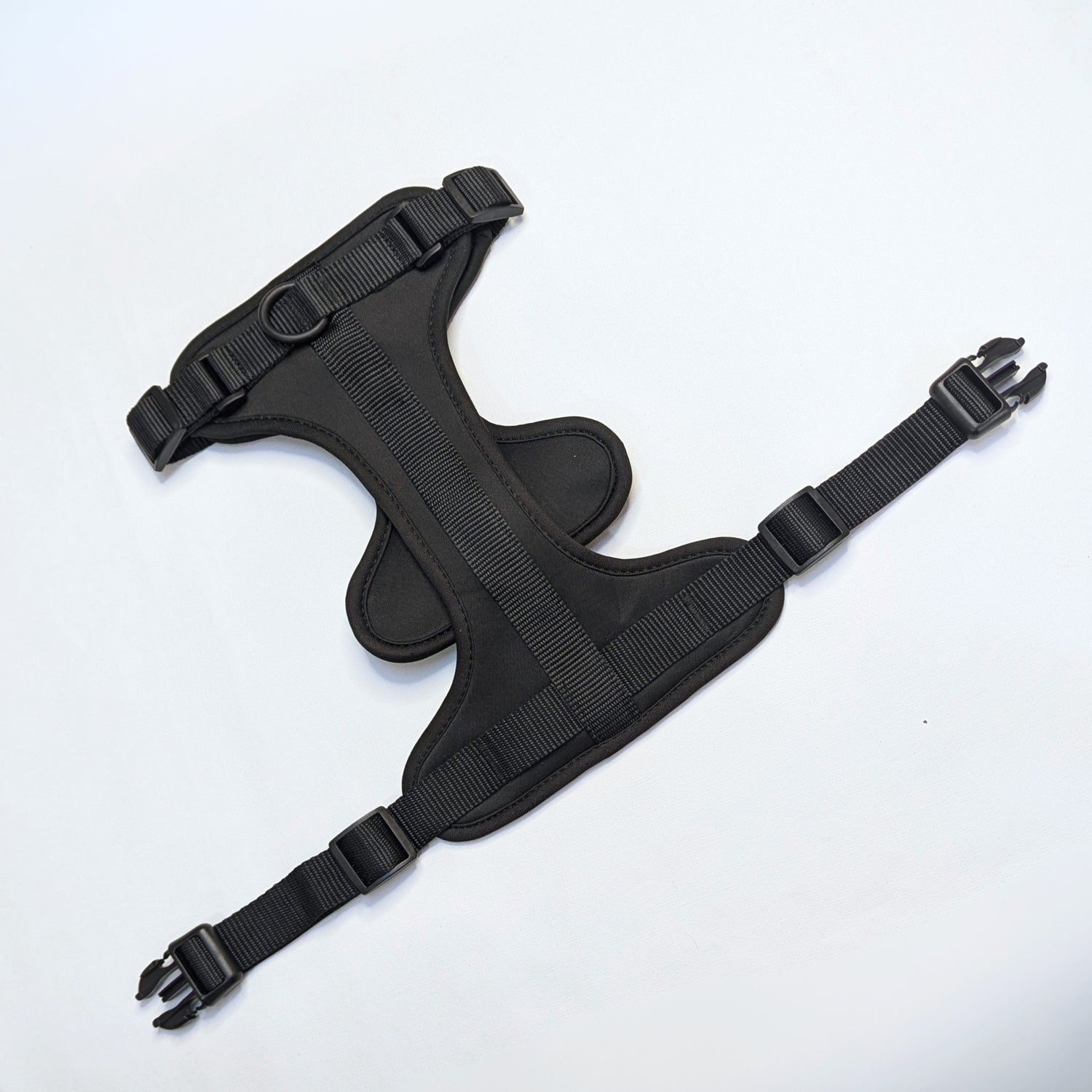 ComfortFit No-Pull Harness - Black with durable neoprene, brass hardware, and anti-pull design by House of Harrold for smooth dog control