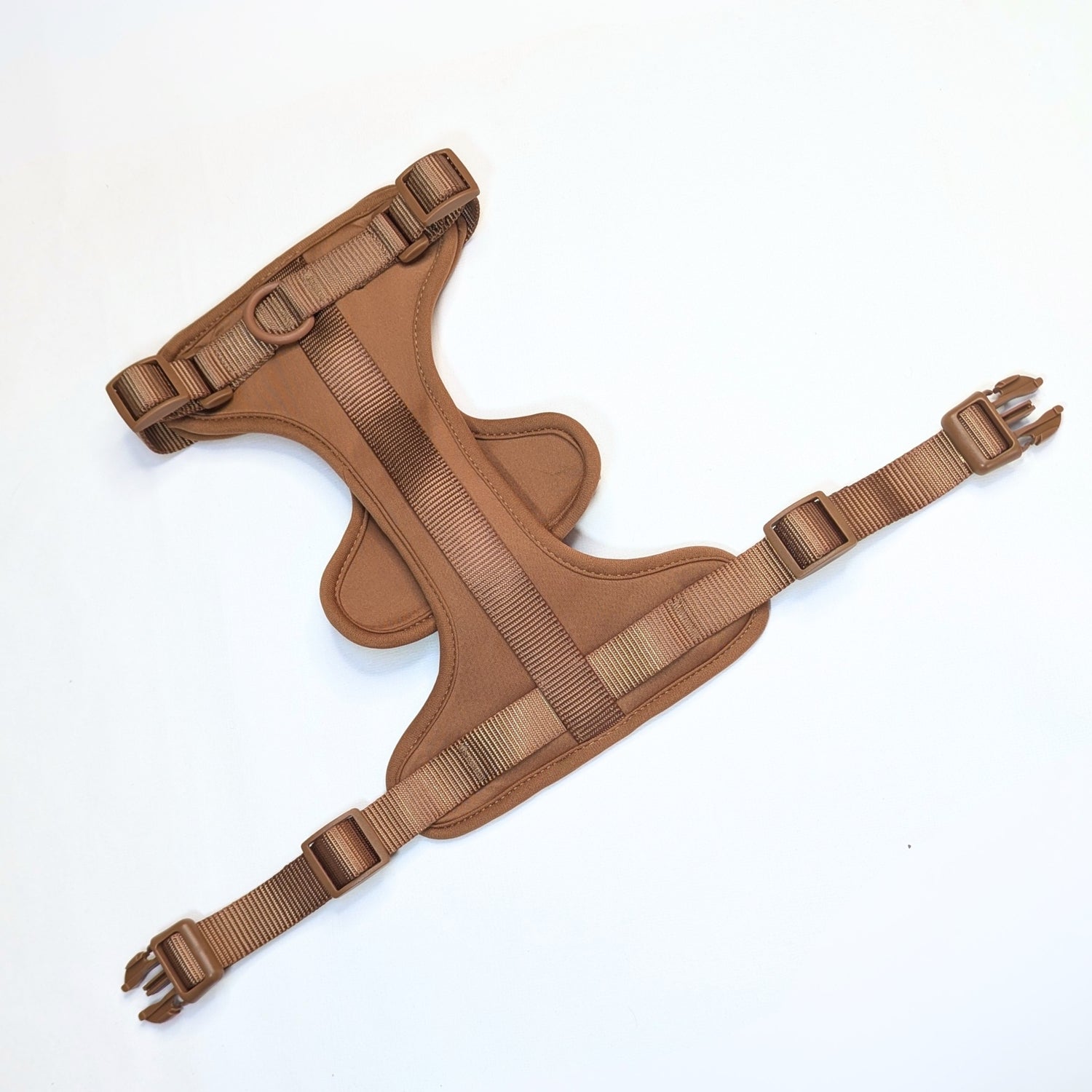 ComfortFit No-Pull Harness - Brown with neoprene, plastic clasp, brass hardware, anti-pull tech by House of Harrold for lasting dog control