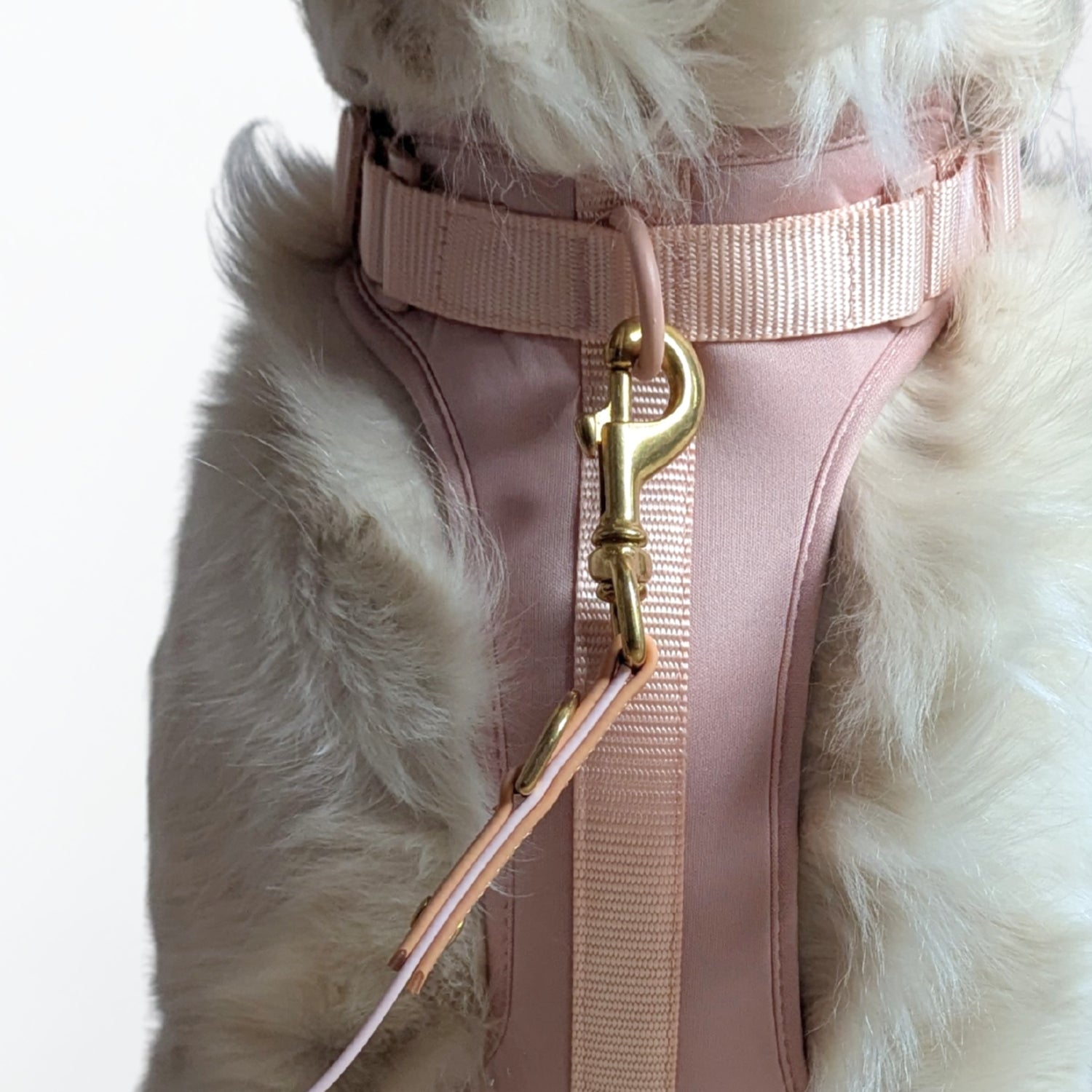 ComfortFit No-Pull Harness - Pink with brass hardware, high quality neoprene, and anti-pull technology by House of Harrold for effortless walks