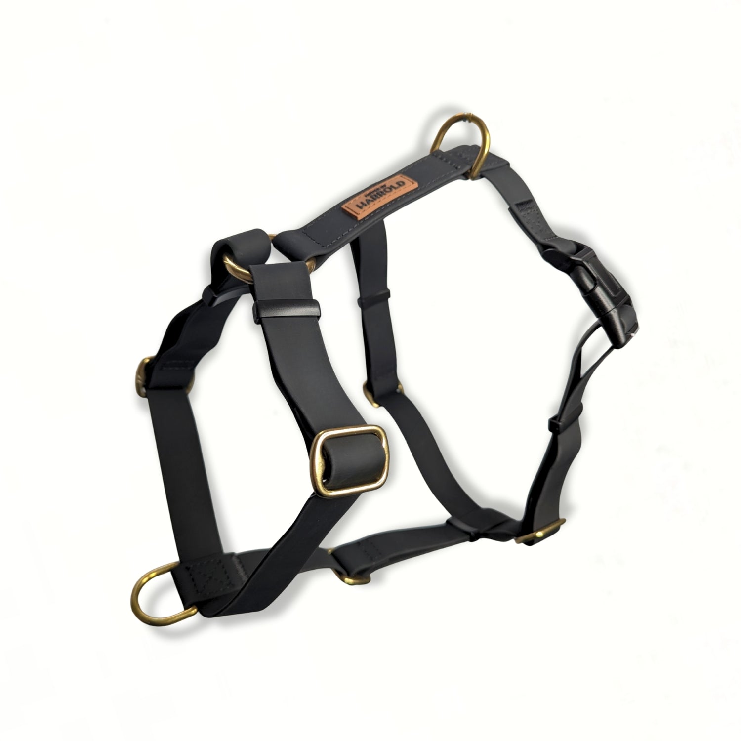 LoomLite No-Pull Waterproof Harness - Black with durable brass hardware, high quality material, anti-pull design by House of Harrold