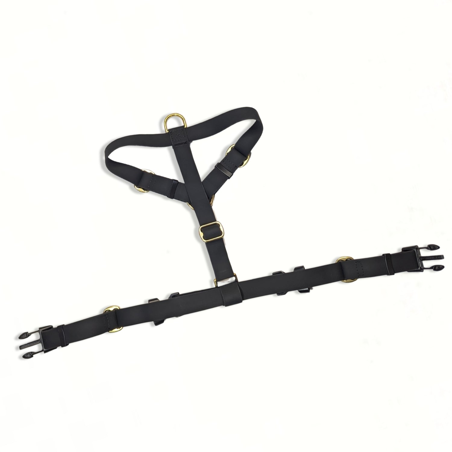 LoomLite No-Pull Waterproof Harness - Black with brass hardware, anti-pull technology, and premium material by House of Harrold