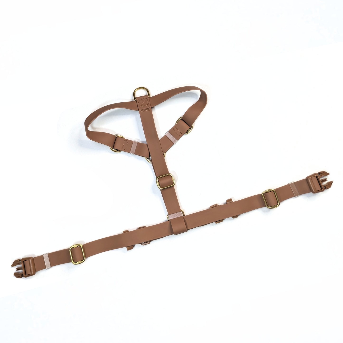 LoomLite No-Pull Waterproof Harness - Brown with brass hardware, anti-pull technology, and high quality material by House of Harrold