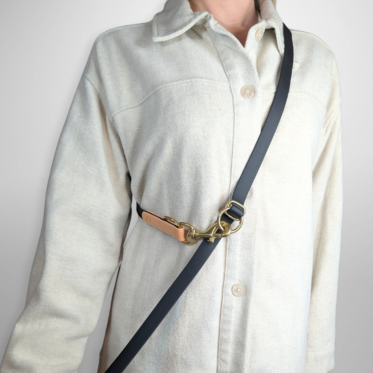 BayBond Adjustable Multi-Way Leash - Brown with brass fittings, premium material, and anti-pull design by House of Harrold